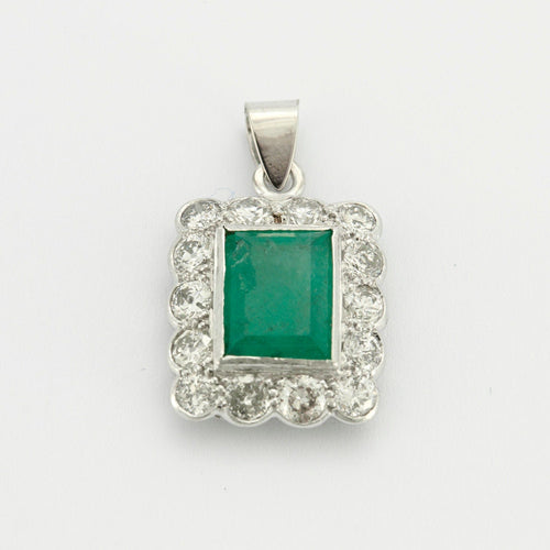 Pendentif Pendentif Platine Emeraude Diamants 58 Facettes EL2-103