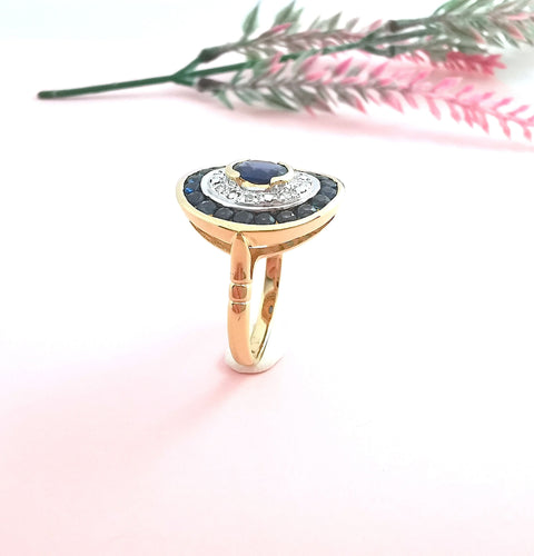 Bague 57.5 Bague Saphirs et Diamants Or 18 K 58 Facettes AA 1629