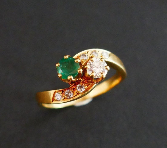 Bague 53.5 Bague Toi Et Moi émeraude Et Diamants 58 Facettes