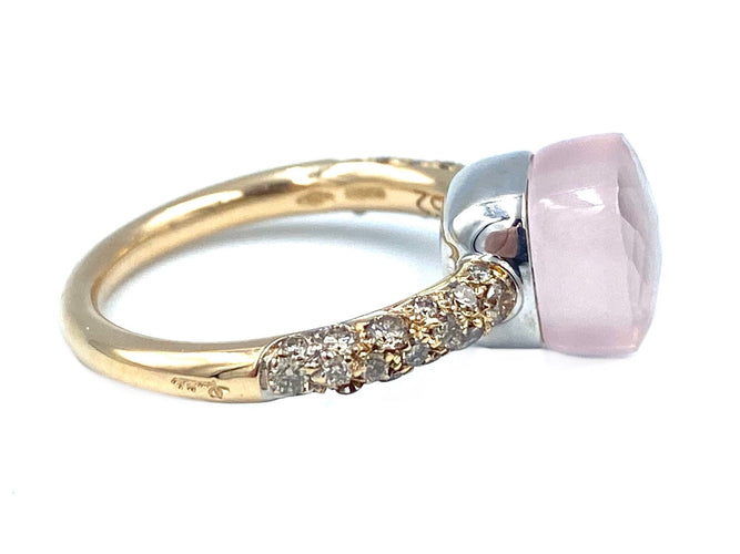 Bague POMELLATO - bague Nudo , quartz rose, diamants bruns 58 Facettes