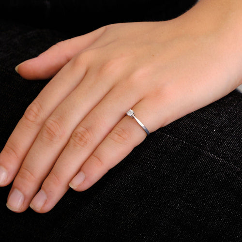 Bague 49 Bague Solitaire Diamant 0.13ct 58 Facettes