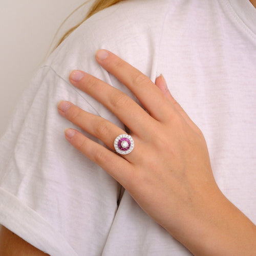 Bague 53.5 Bague style Art Déco Diamants et Rubis 58 Facettes