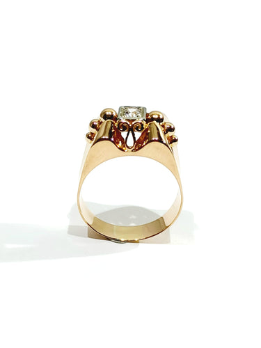 Bague 56 Bague Tank Or rose Saphir Blanc 58 Facettes