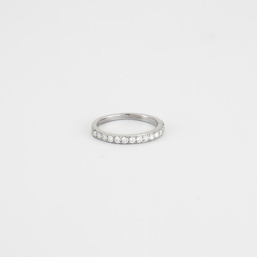 Bague 47 Demi alliance or blanc diamants 0.10ct 58 Facettes