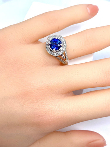 Bague 54 Bague cocktail saphir diamants 58 Facettes AB153