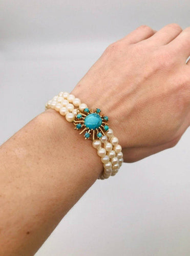 Bracelet Bracelet Perles Akoya Turquoise 58 Facettes