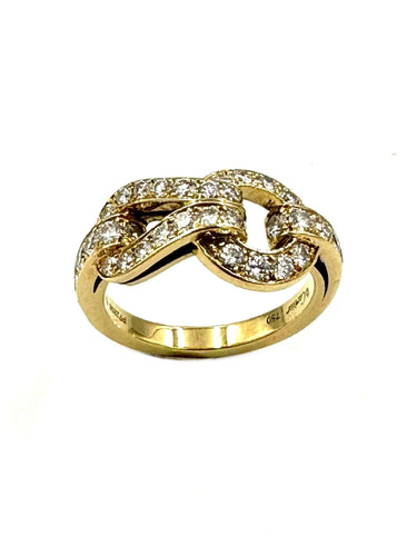 Bague 52 CARTIER. Collection Agrafe, bague en or jaune et diamants 58 Facettes