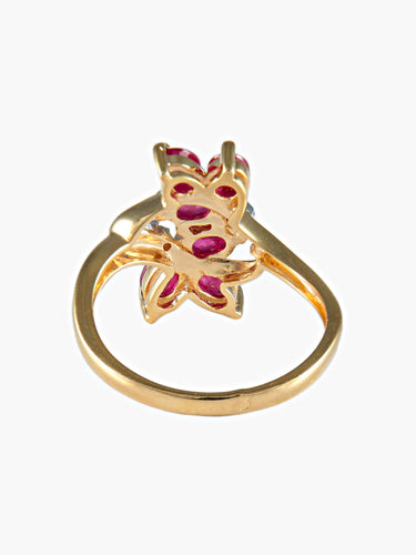 Bague Bague double feuilles rubis or jaune 58 Facettes LP10-14