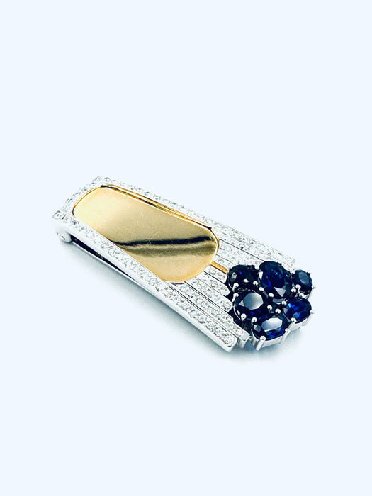 Clip BINDER. Clip Diamants Saphirs 58 Facettes