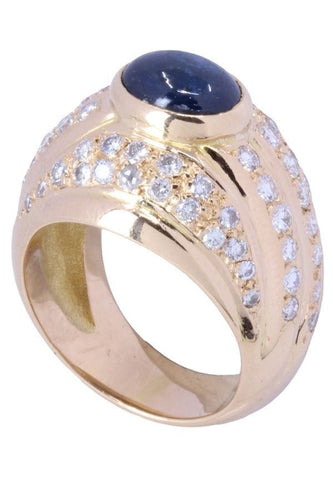 Bague 54 Bague saphir cabochon, diamant 58 Facettes 062961