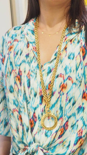 Collier Chanel - sautoir vintage en métal doré 58 Facettes 32118