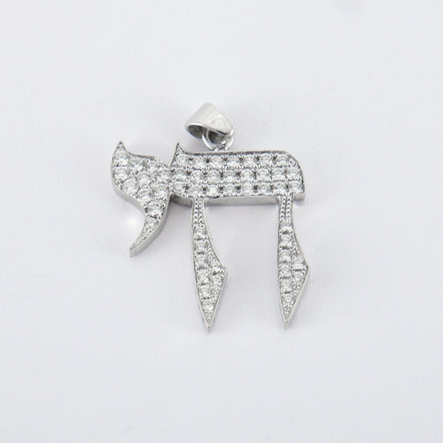 Pendentif Pendentif HAI - LA VIE or blanc diamants 58 Facettes