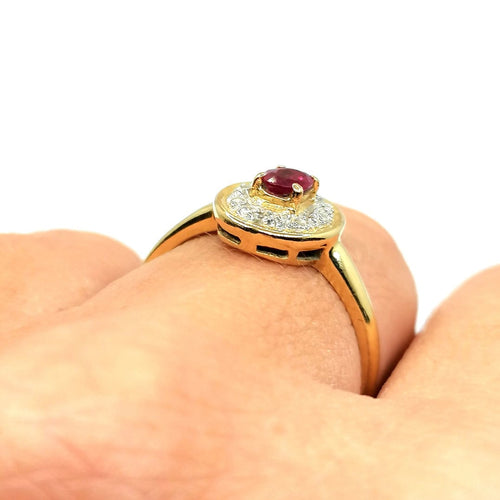 Bague 54 Bague or jaune diamants rubis 58 Facettes V43