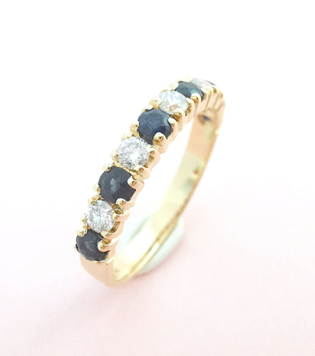 Bague Bague Demi Alliance Saphirs Diamants 58 Facettes AA 1605