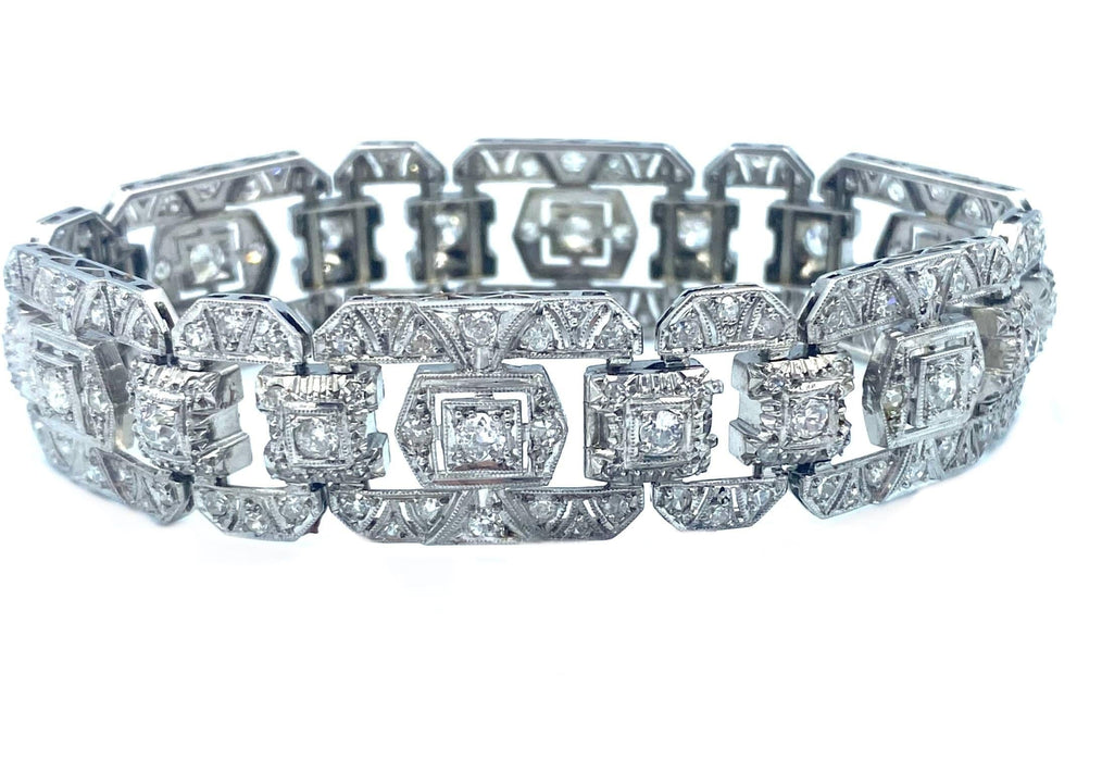 Bracelet Bracelet Art-Deco, or, platine et diamants 58 Facettes