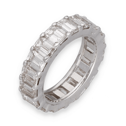 Bague Alliance or gris diamants taille émeraude 58 Facettes