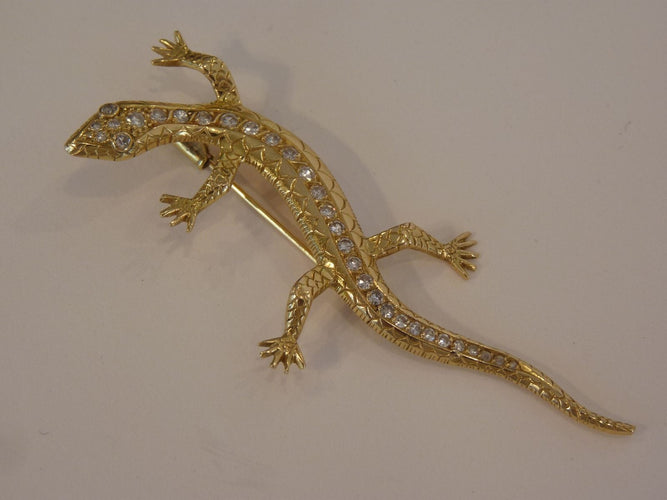 Broche Broche Lézard, Or Jaune & Diamant 58 Facettes