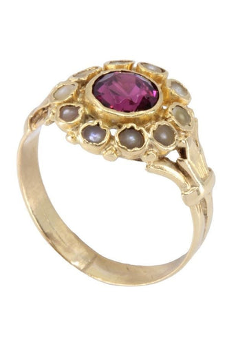 Bague Bague Napoléon III, perles, grenat 58 Facettes 063391