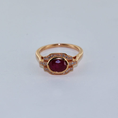 Bague Bague fine Or rose Diamants Rubis 58 Facettes