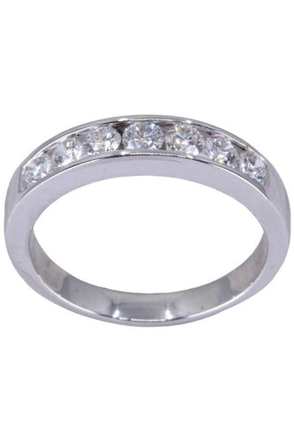 Bague 56 Bague demi-alliance Or blanc Diamant 58 Facettes 077621