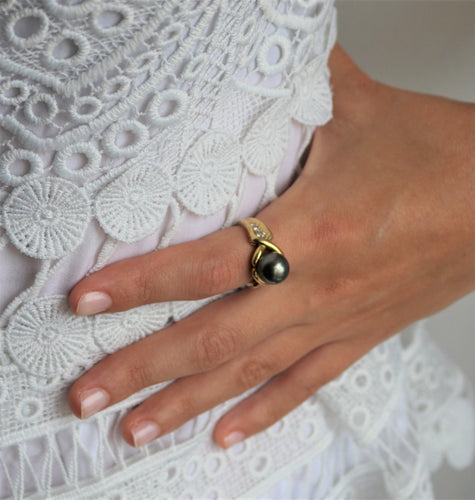 Bague 53 Bague Perle De Tahiti Et Diamants 58 Facettes 502