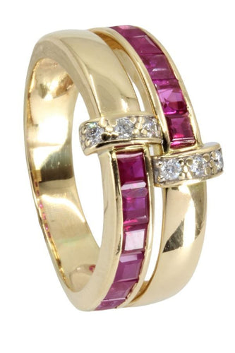 Bague BAGUE MODERNE RUBIS ET DIAMANTS 58 Facettes 048891