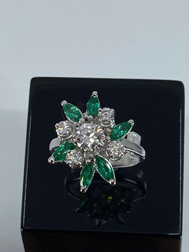Bague Bague de fiançailles diamants, émeraudes 58 Facettes