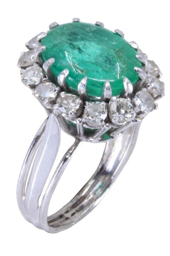 Bague BAGUE POMPADOUR ÉMERAUDE DIAMANTS 58 Facettes 075471