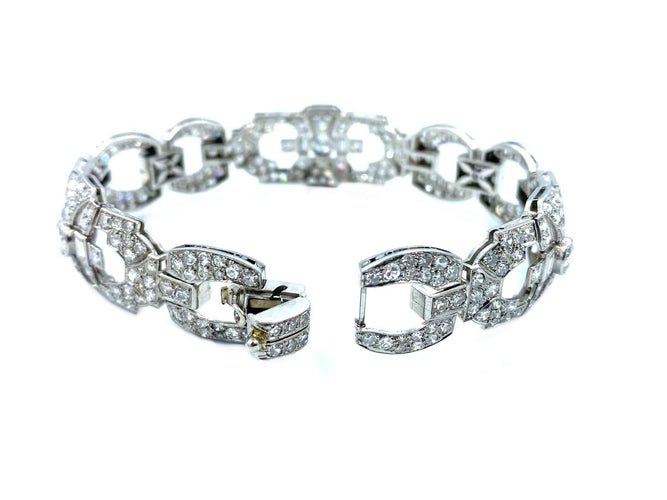 Bracelet Bracelet Art Déco platine et diamants 8ct 58 Facettes