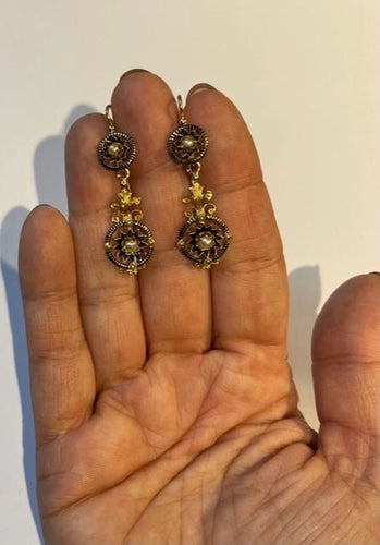 Boucles d'oreilles Paire de pendants époque Napoléon III 58 Facettes 0