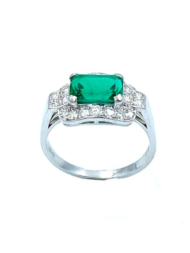Bague Bague Art-Deco en platine, émeraude certifiée et diamants 58 Facettes