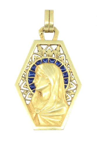 Pendentif MÉDAILLE VIERGE ANCIENNE PLIQUE À JOUR 58 Facettes 053371