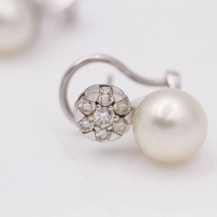 Boucles d'oreilles Boucles d'oreilles Toi & Moi Or blanc Perles Diamants 58 Facettes E358958S