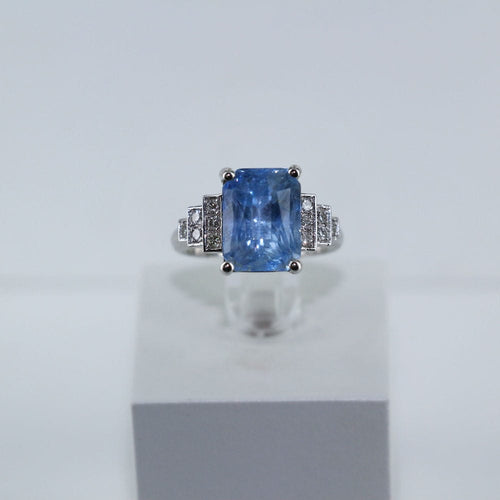 Bague 51 Bague Saphir naturel et diamants 58 Facettes