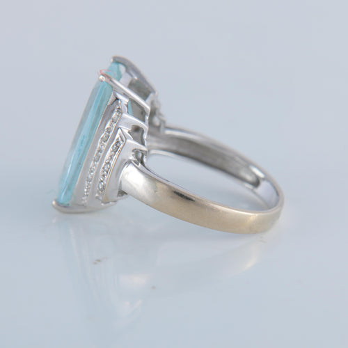 Bague 54 Bague or blanc aigue-marine 58 Facettes