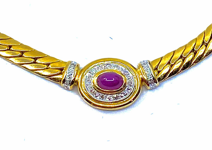 Collier Collier rubis cabochon diamants 58 Facettes