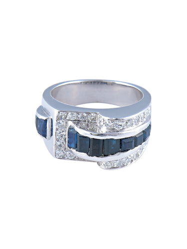 Bague 49 Bague à Pont Saphirs Diamants 58 Facettes