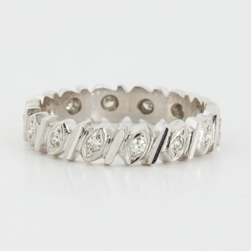 Bague 60 Alliance tour complet Or blanc Diamants 58 Facettes RÉF 12023/17