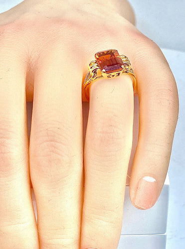 Bague 51 Bague Or pierre orange 58 Facettes AB206