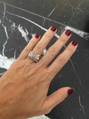 Bague Bague Tank en Or jaune & diamants 58 Facettes