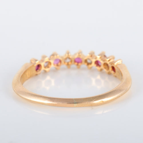 Bague 54.5 Demi-alliance Diamants et Rubis 58 Facettes 8397