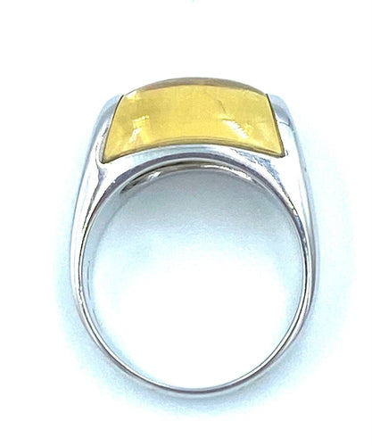 Bague 51 BVLGARI - Bague Tronchetto or blanc et citrine 58 Facettes