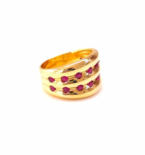 Bague 53 Bague jonc or et rubis 58 Facettes JoncVG.rub.