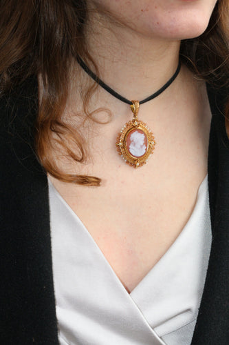 Broche Broche-Pendentif XIXe camée et perles 58 Facettes 459.1