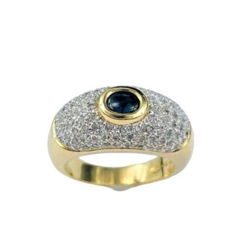 Bague 54 Bague Jonc Saphir Cabochon & Diamant 58 Facettes 20400000542