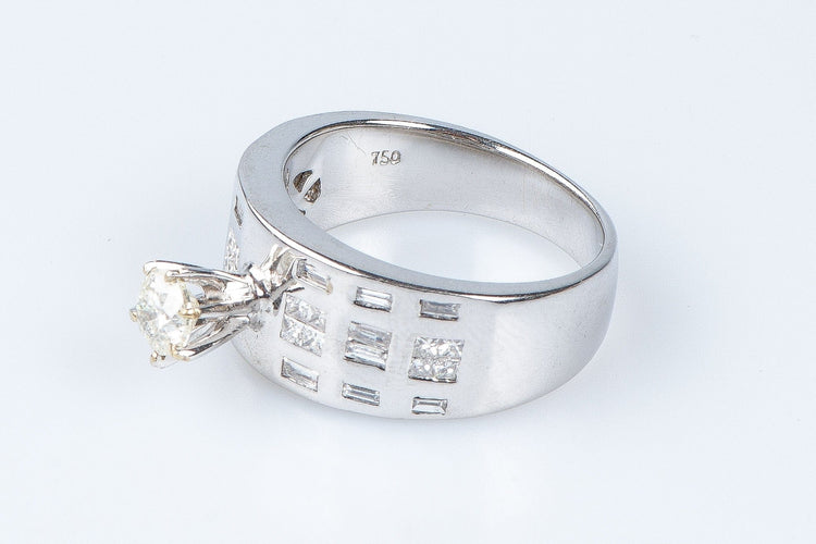 Bague 54 Bague Solitaire accompagné diamant 0.45ct 58 Facettes BG-14141-96