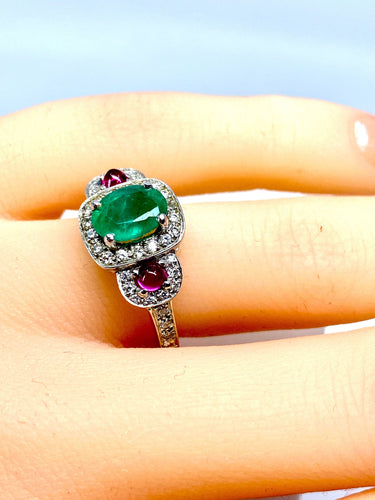 Bague 52 Bague émeraude rubis diamants 58 Facettes AB249