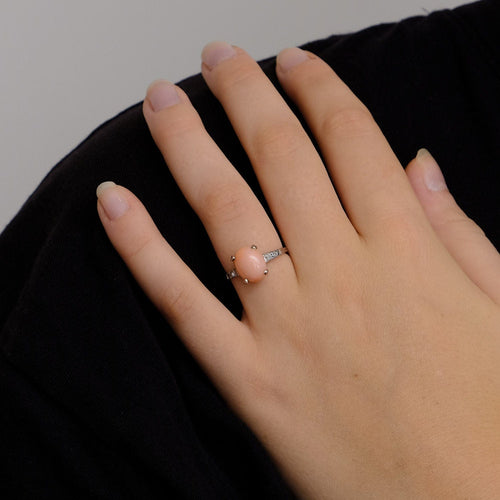 Bague 54 Bague Corail peau d'ange Diamants 58 Facettes 1