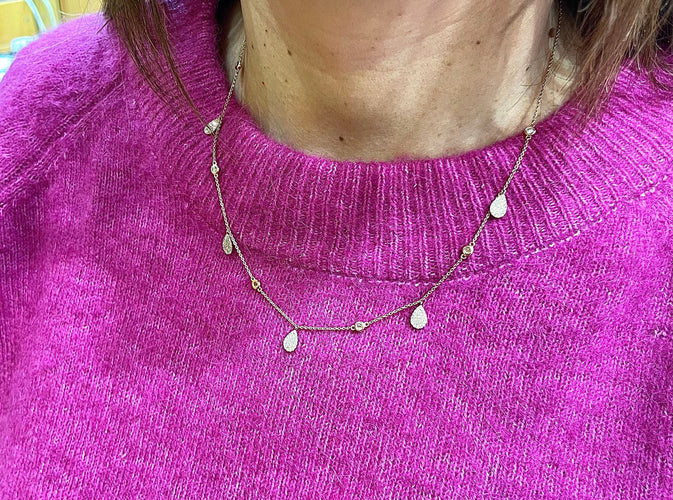 Collier Collier en or rose et motifs en diamant 58 Facettes