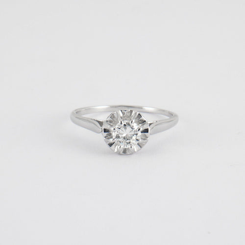 Bague 57 Solitaire en or gris, diamant 58 Facettes